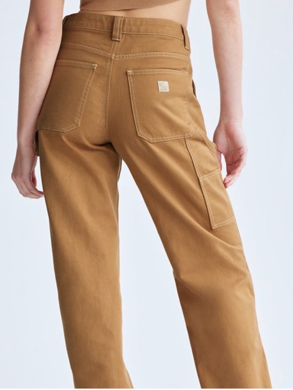 Aritzia Camel Brown Wide-Leg Utility Trousers